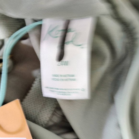 Kona Sol Sage Green One Piece Swimsuit V-Neck High Leg Plus Size 24W - Picture 6 of 9